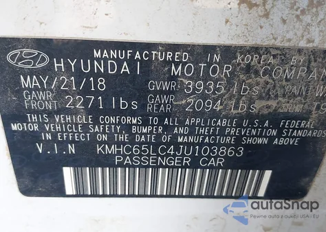 2018 Hyundai Ioniq Hybrid Blue from USA, damaged, VIN KMHC65LC4JU103863